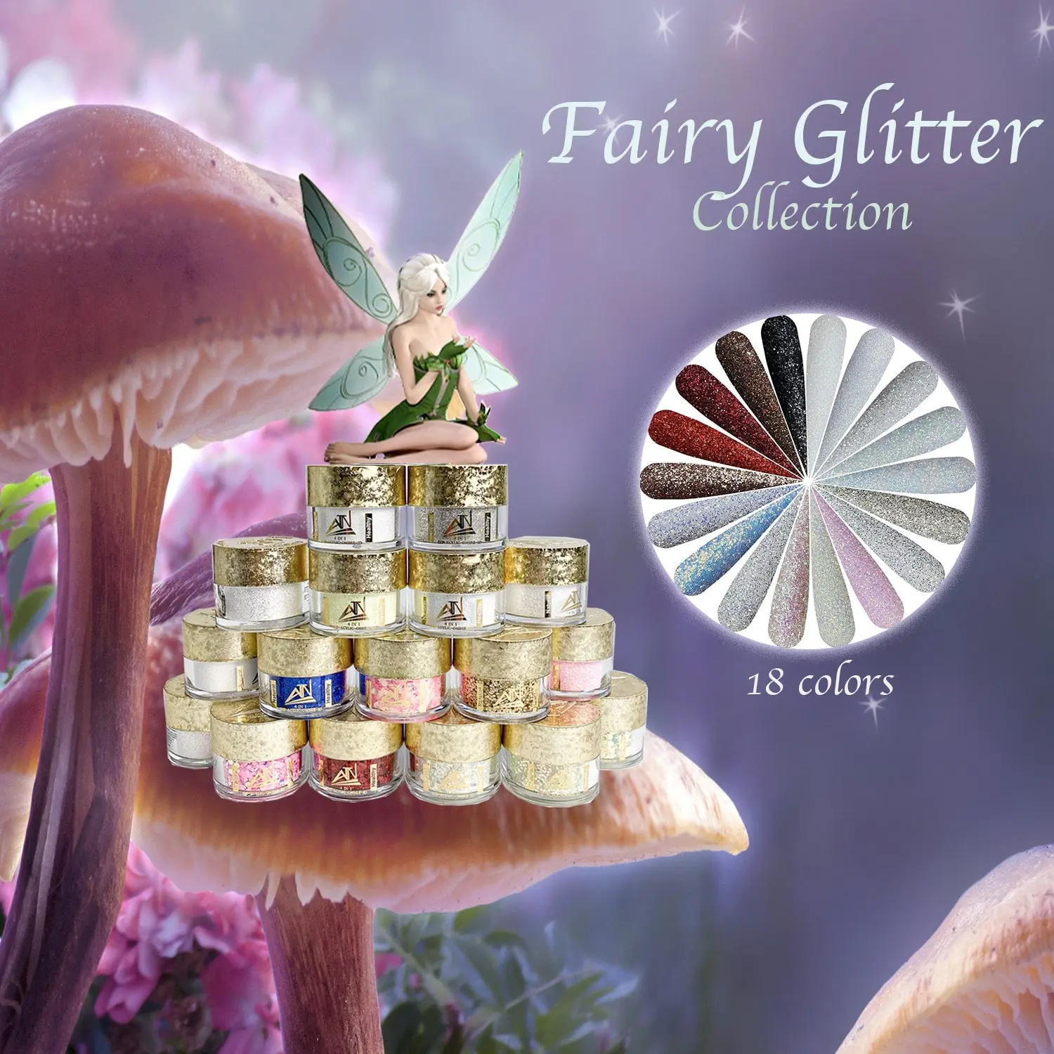 Glitter Kit, 18 Colors Rainbow Set with Fine Iridescent Glitter Powder, 1/2 oz Jars for Face, Body & Nail Art Supplies