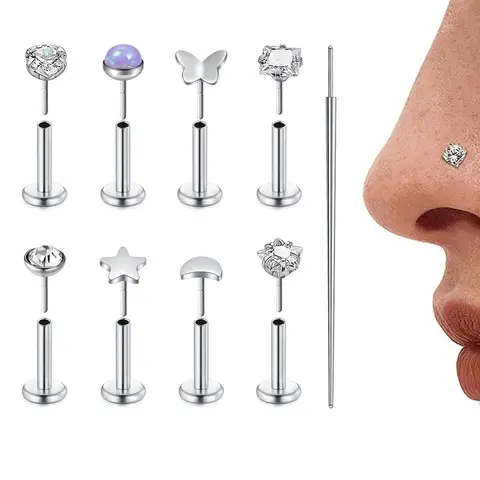 Rhinestone Decor Nose Ring, Fashionable Nose Studs for Women & Girls, Body Jewelry for Party, Daily Clothing Decor, Trendy All-match & Exquisite Jewelry for Gift, Nose Piercing Jewelry, Body Piercings, Body Jewellery, Rhinestone Nose Rings