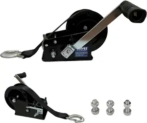 3500lbs Heavy Duty Boat Trailer Winch with 33FT Strap, Dual-Speed 4:1/8:1 Gear Ratio & 2-Way Ratchet, Professional Hand Crank Winch for Pulling Boat, Trailer, Truck, RV, ATV, Jet Ski