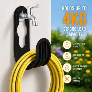 Wall-Mounted Water Pipe Hook Bracket Space-Saving Garden Hose Organizer for Neat Storage Easy to Hang & Organize Sturdy Design for Gardens Patios Garages Hangers Strong & Durable 4KG Load Capacity Easy Installation - Hangable Easy To Hang