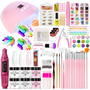 LIMEGIRL Acrylic Nail Set for Beginners Everything Nail Set U V Lights and Grinders Professional Acrylic Powder Glitter Decoration Nail Art Starter Set Gifts for Ladies xxx l acrylicnails nail  kit  for  beginners
