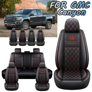 Cushion Protector Pad Mat for GMC Canyon Black & Red Diamond Design Full Set Car Seat Covers for GMC Canyon