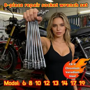 8pcs T-Handle Wrench Set, Sizes 6/8/10/12/13/14/17/19, Multi-Functional Socket Tool Kit, Socket Wrenches, Home Repair, Bike Motorcycle Maintenance