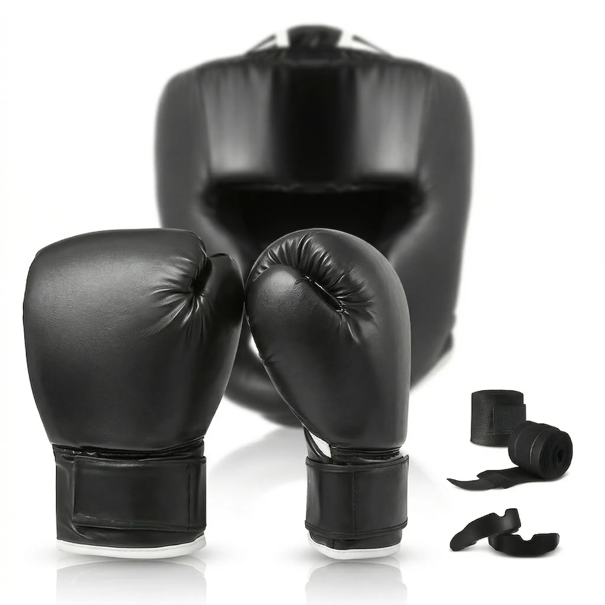 14PCS Boxing Beginner Training Set - 2 Pairs 16oz Gloves, Headgear, Hand Wraps, Mouthguards for Adults & Youth, Two Pairs Gloves