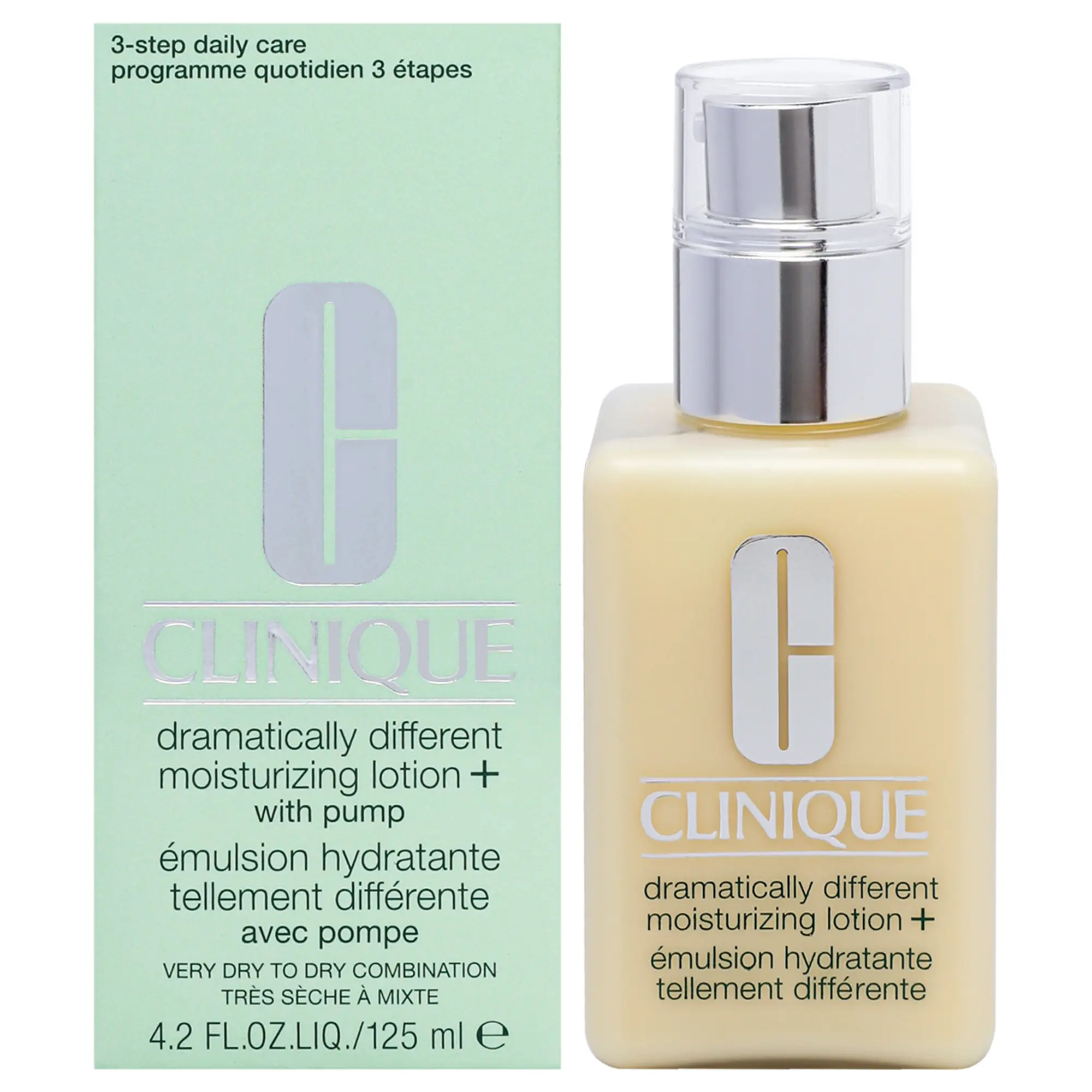 Clinique Dramatically Different Moisturizing Lotion Plus - Unisex Moisturizer for Very Dry to Dry Combination Skin, 4.2 fl oz, Very Dry Skin
