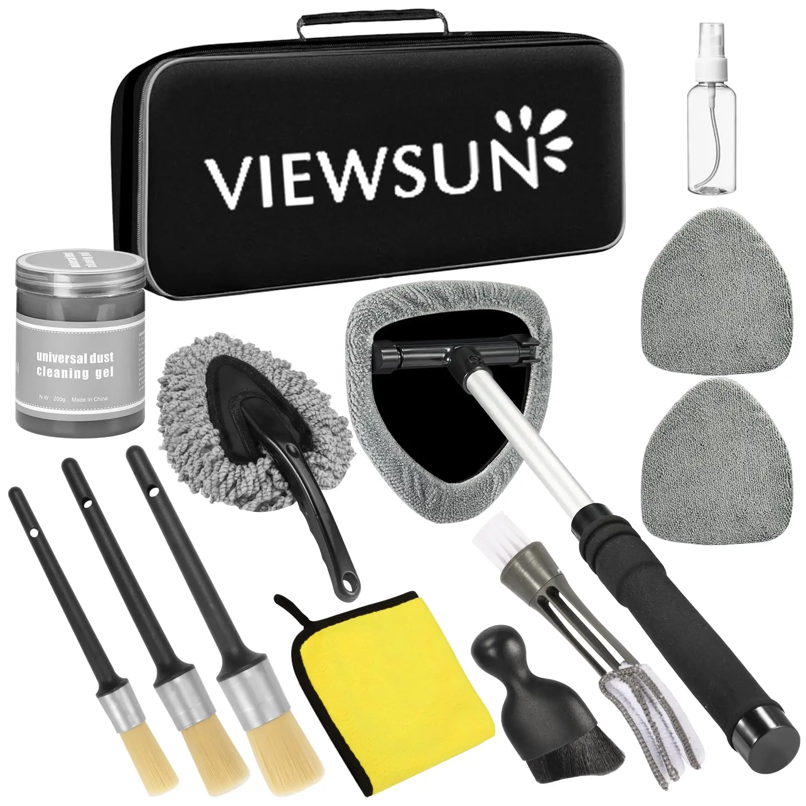 【summerfinds】Viewsun Windshield Cleaner Tool, 13Pcs Car Interior Cleaning Kit, Car Detailing Kit Interior Cleaner, Car Detailing Brushes, Car Cleaning Gel, Inside Cleaning Supplies Accessories for Women Men，Summervibes