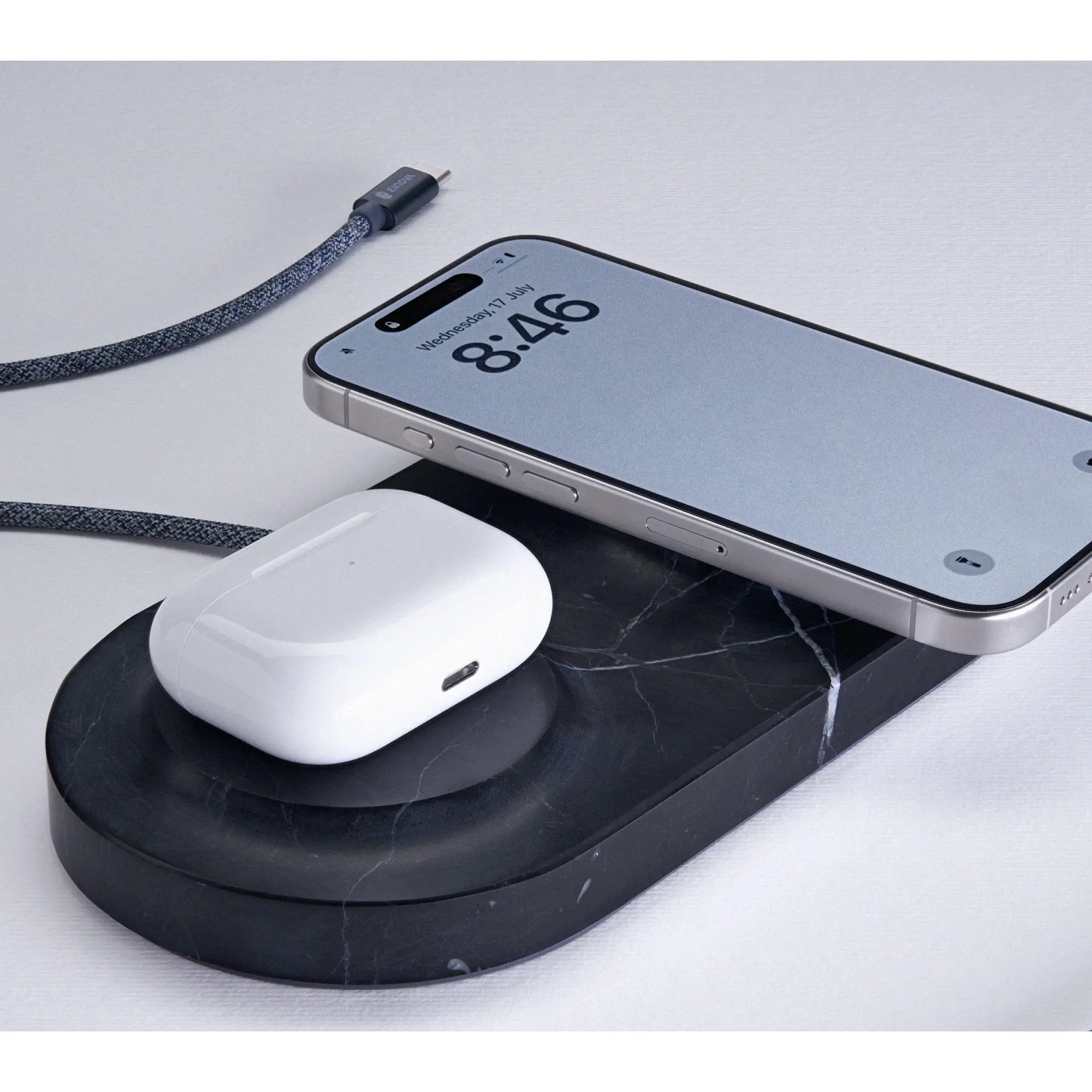 Einova Classic Stone Dual Wireless Charger with USB-C Cable