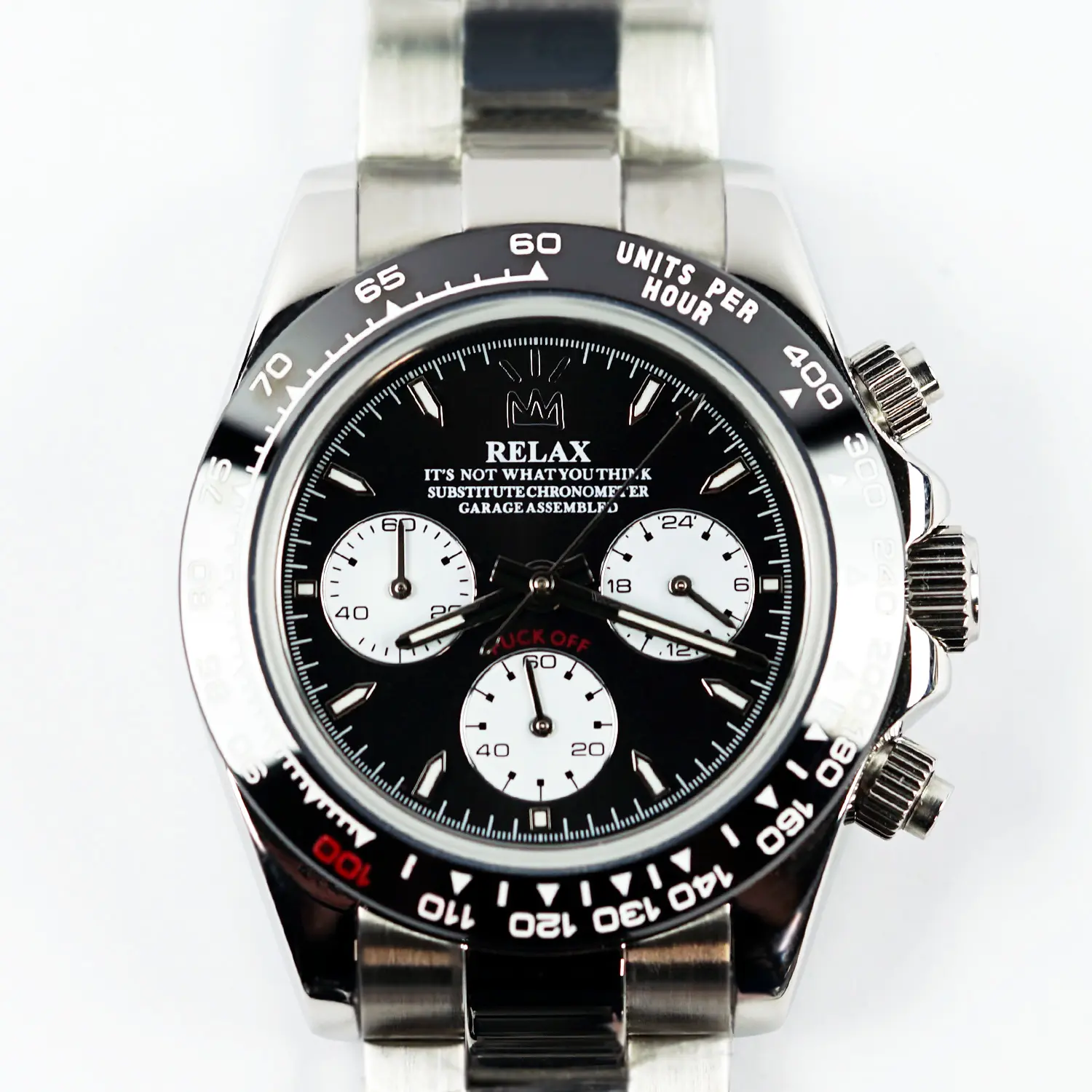 Relax Black & White Subdials Chronograph