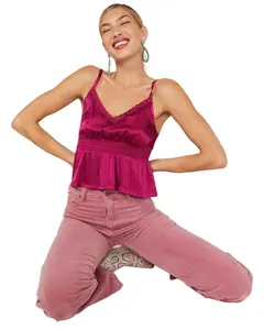 Shyanne Women's Fuchsia Satin Smocked Empire Cami - Swsp22w9-Fsha