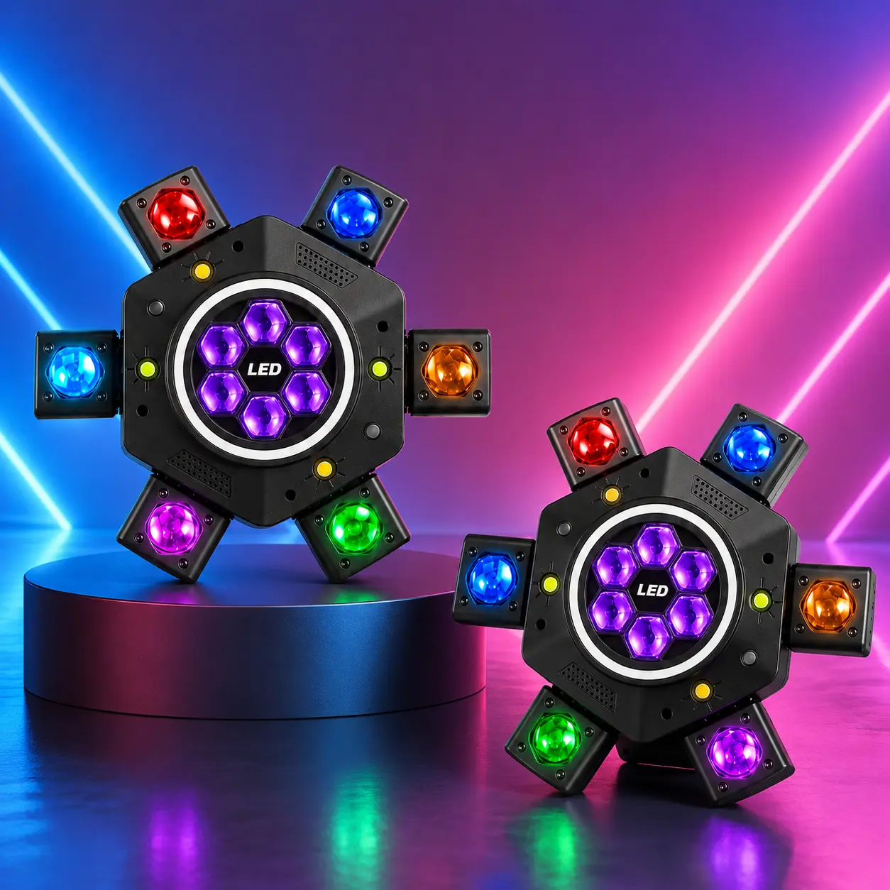[NEW] XDV 6-Eye 6-Arm RGBW Moving Head DJ Light, 150W Professional Stage Lighting with DMX512 25CH, Red Green Laser, Strobe, 0-100% Dimming for DJs, Events, Weddings & Stage Shows，Halloween Party