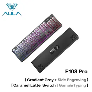 AULA F108 Pro Wireless Mechanical Keyboard with Screen, 8000mAh Battery, RGB Backlight, and Hot-Swappable Switches