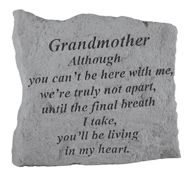 Kay Berry 212 MAIN Cast Stone Grandmother Memorial Plaque, 5.25x5.25in Weatherproof Hanging Decorative Outdoor Furniture Accessory, Home Accent