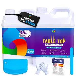 Table Top Epoxy  Kit 2 Gallon - Ultra Clear, High-Gloss, UV & Scratch Resistant Finish, Bubble-Free, Self-Leveling &  Safe.  For Countertops, Bar Tops, Tumblers &  Coating