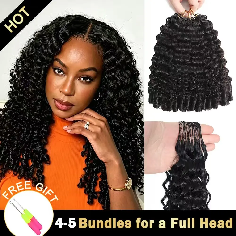 2026 Ramiss Burmese Curly Natural Black Human Hair Extensions, 39-40 Strands, 48-52g/Bundle, Pre-Separated Miracle Knots, Lightweight No Tension, Reusable Feathery, Time-Saving Full Head Hair Braids, Consistent Quality, Burmese Curly Bundles, Curly Hair E
