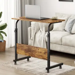 [Adjustable Side Table] Height Adjustable P2 15MM Chipboard & Steel Side Table with Baffle | Rolling