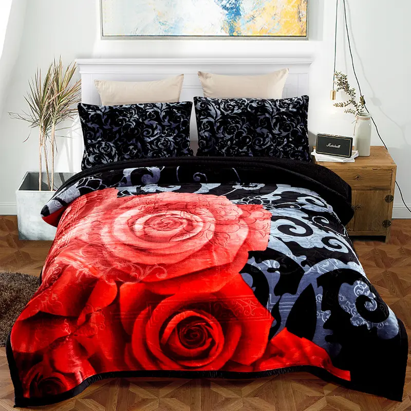 8lb Hotel Quality Comfy Bedding Set - 3-Piece Synthetic Sherpa Flannel Winter Linens (79"x91") with 2 Shams (20"x30"), Durable Exquisite Seam, Embossed Texture, Fluffy Blanket, Bedroom Decor Essential
