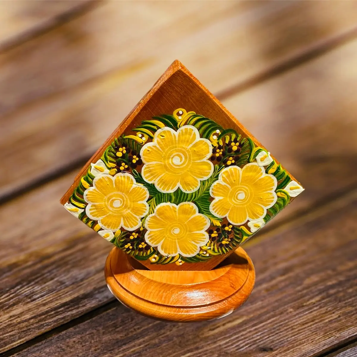 Hand painted wooden napkin holder