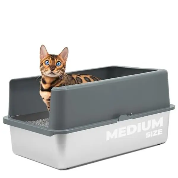 iPrimio - Metal Litter Box for Big Cats - Easy to Clean, Rust-Resistant, and Durable - Never Absorbs Odors