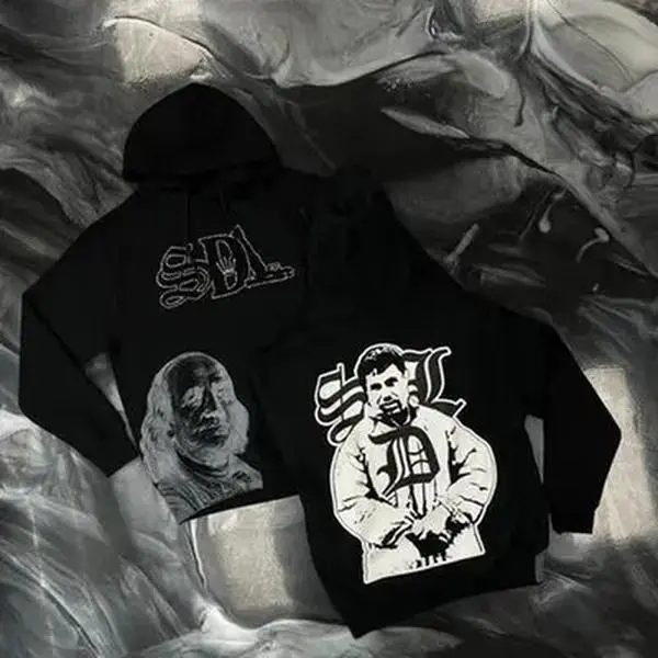 Men's S-DL Gray Black Hoodies, Streetwear Hip Hop Hoodie, Trendy For Outdoor Wear Daily Wear, Designer Clothing, Gift for him, Gift for her, Birthday's gift