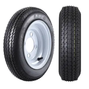 Heavy duty 4.80-8 trailer tires with 8-inch wheels, 2 sets of 4-lug 4-inch bolt design, 6-layer load range C, multi-purpose and marine trailer replacement - durable structure