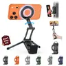 OMOTON TP02 Magnetic Aluminium Phone Mount Tripod Stand - Foldable Desk Phone Accessory with 360° Rotating Shaft, Adjustable Ring Grip, Selfie Stick Clamp, Hook for iPhone, Content Creator Tools