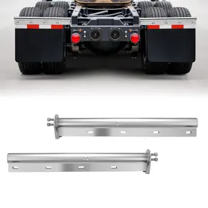 VEVOR Chrome Straight Spring-Loaded Mud Flap Hangers, 1-1/8" Bolt Spacing Shock Parts, 1 Pair Heavy-Duty Silver Auto Parts Accessories with Reflective Strips for Semi Truck Vehicles