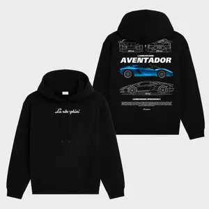 Retro Lamborghini Aventador Racing Premium Cotton Unisex Hoodie T-Shirt, The Motorsports Graphic Hoodie T-Shirt, Sunday Racing Hoodie T-Shirt, Biker Outfit, Gift For Men, Fan Gear Cotton For Moto Fan, Motorsports Clothing Riders Motocross