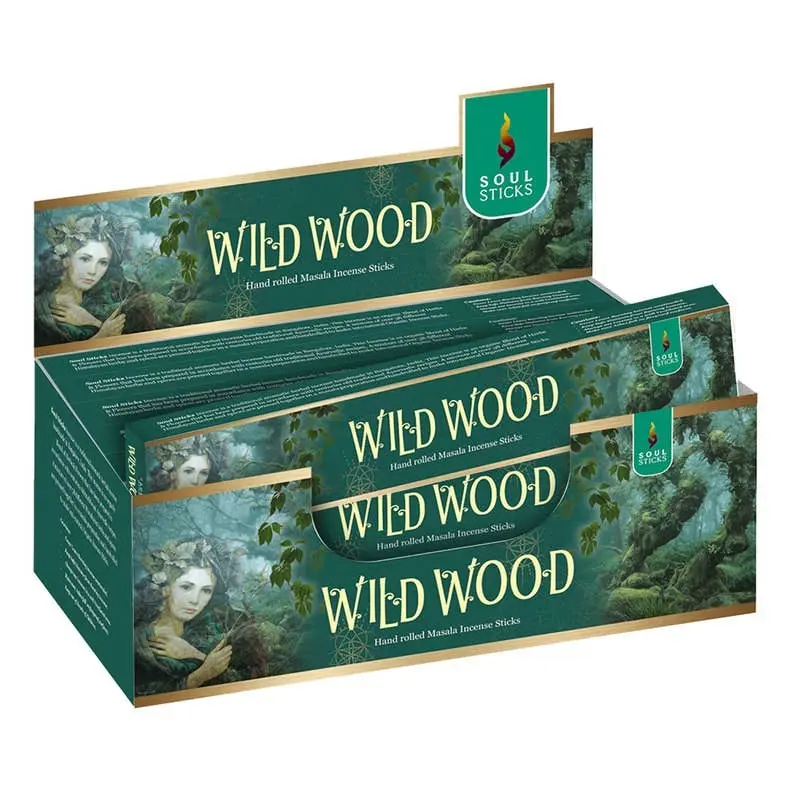 Soul Sticks Wild Wood Hand-Rolled Masala Incense 15 g Box of 12 Sticks Natural Himalayan Herbs Spices & Flowers for Meditation Ritual Work