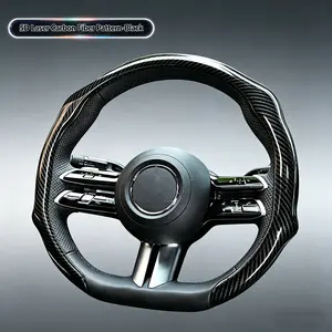 2026 5D Laser Carbon Fiber Pattern Steering Wheel Cover Black Anti-Slip Waterproof Universal for All Seasons Car Interior Accessories Enhances Safety