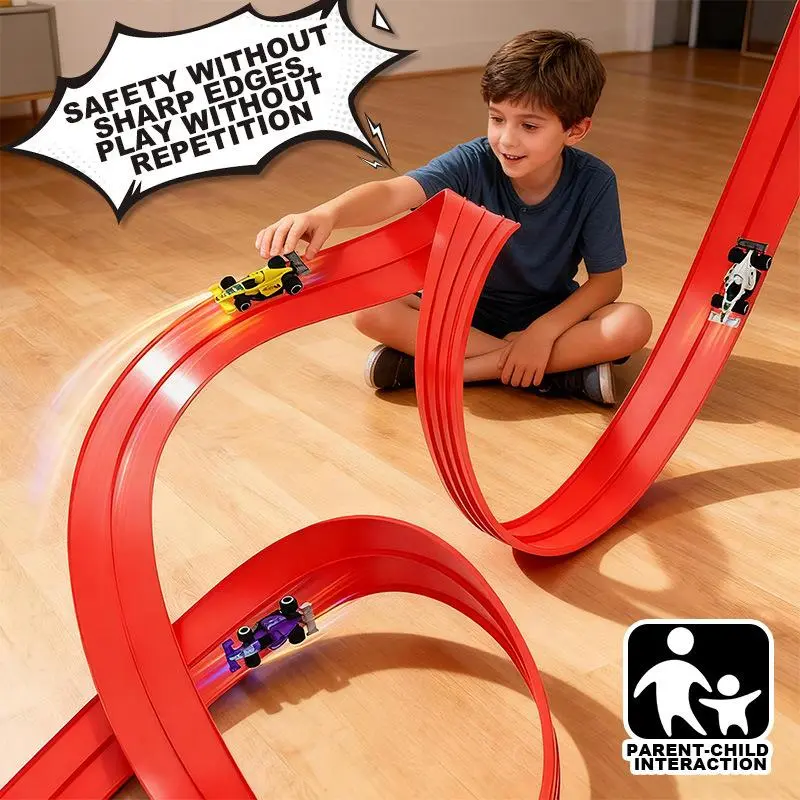 HOT WHEELS Buildable Alloy Material Race Track Set - 4+ Unisex STEM Educational Toy, Pull-Back Inertia-Powered Car for Creative Play, Parent-Child Interaction, Racing Adventure
