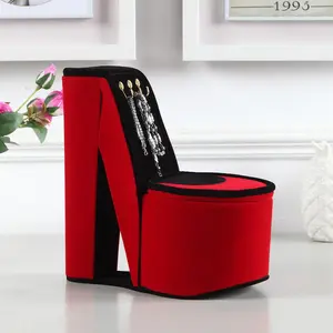 9" Tall Display Jewelry Box with Hooks, High Heel Shoe Design