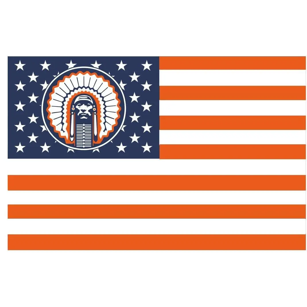 US Stars and Stripes Illinois Fighting Illini Chief Banner Flag Tapestry - Decorative Indoor Home Wall Art Hanging for University Dormitories, Living Rooms, Ideal Gift for Fans