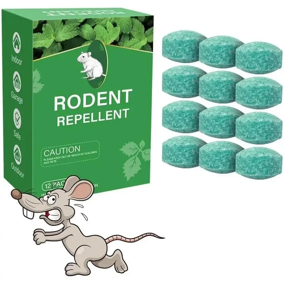 12-Pack Peppermint & Lemon Oil Mouse Rat Repellent Balls, Sturdy Multi-Functional Indoor/Outdoor Rodent Control, Safe Long-Lasting Strong Scent Year-Round Deterrent for Squirrels Rats