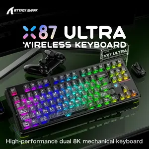 Attack Shark X87 Ultra Wireless Mechanical Keyboard, 8k Wireless Receiver, 8000hz Polling Rate, 10000mah Battery, RGB Lighting