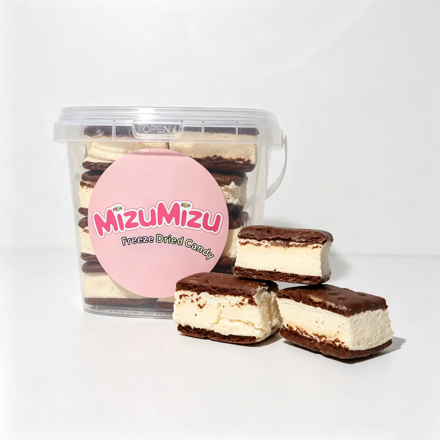 MIZUMIZU Freeze-Dried Vanilla Ice Cream Sandwich Bites - Palm Oil, Buttermilk, Whey-Infused Crunchy Creamy ASMR Snack, Corn Syrup-Infused On-The-Go Treat, Allergy-Noted Multi-Size Ambient Room Temp All Ages Shelf-Stable (Food & Beverages, Snacks, Candy)