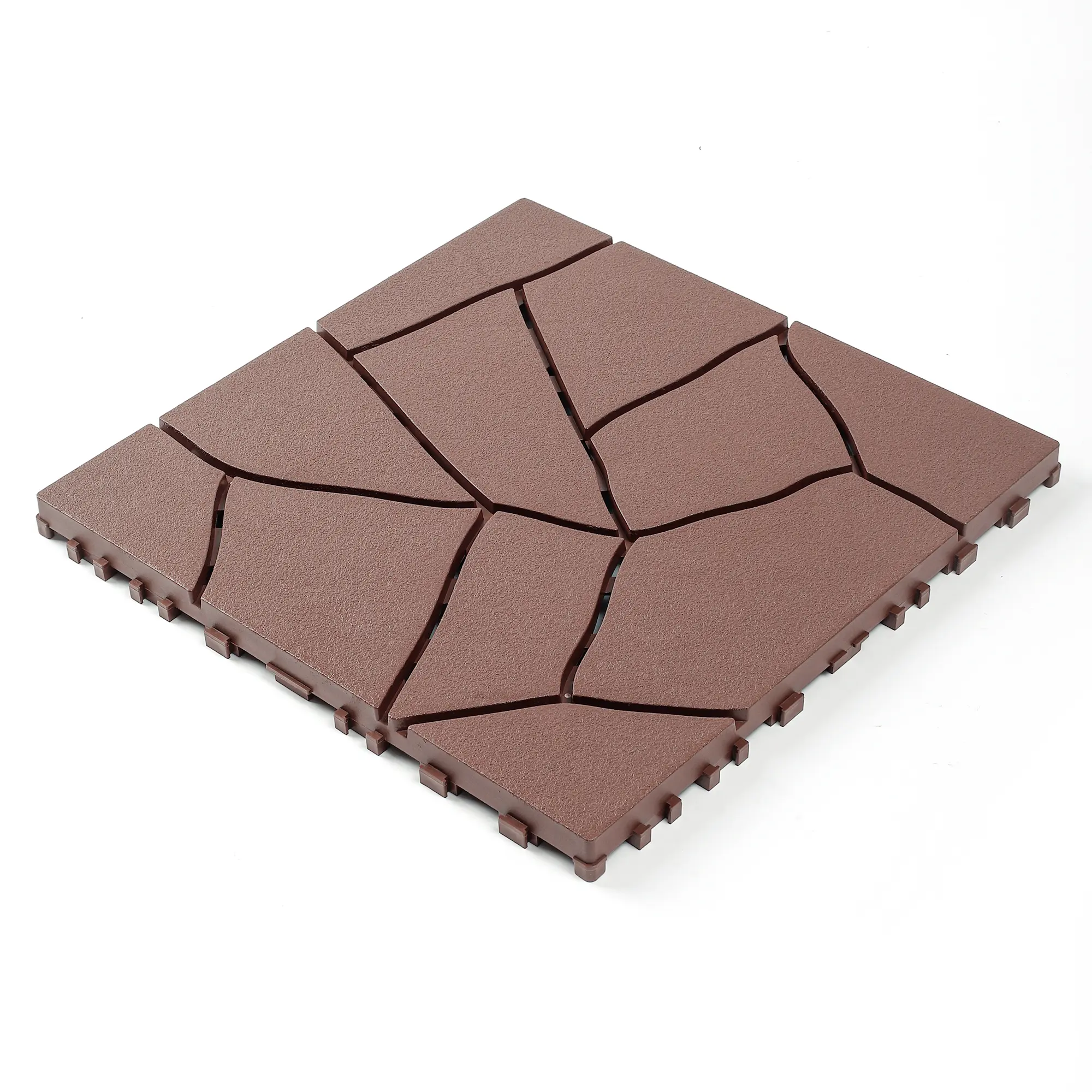 44 Pack Stone-Style Interlocking Deck Tiles 12"x12", Brown DIY Patio Flooring for Balcony, Porch, Poolside & Backyard, Easy Outdoor & Indoor Installation #PatioDecor #OutdoorUpgrade