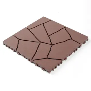 44 Pack Stone-Style Interlocking Deck Tiles 12"x12", Brown DIY Patio Flooring for Balcony, Porch, Poolside & Backyard, Easy Outdoor & Indoor Installation #PatioDecor #OutdoorUpgrade