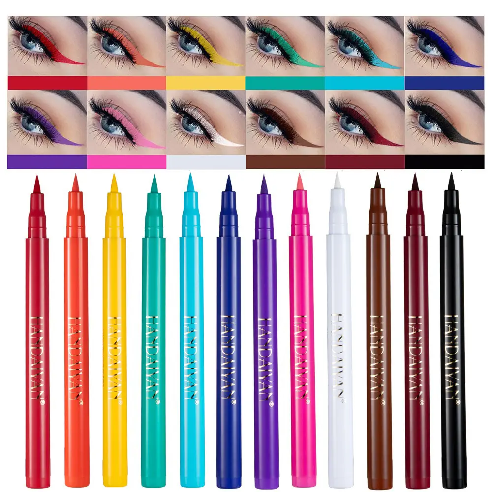 12 PCS Matte Liquid Eyeliner Set Rainbow Neon Waterproof Smudgeproof Long Lasting Gel Eye Liner Christmas Gift Kit for Women All Skin Types Lipliner