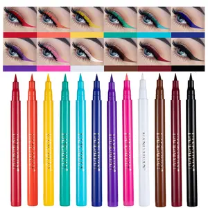 12 PCS Matte Liquid Eyeliner Set Rainbow Neon Waterproof Smudgeproof Long Lasting Gel Eye Liner Christmas Gift Kit for Women All Skin Types Lipliner