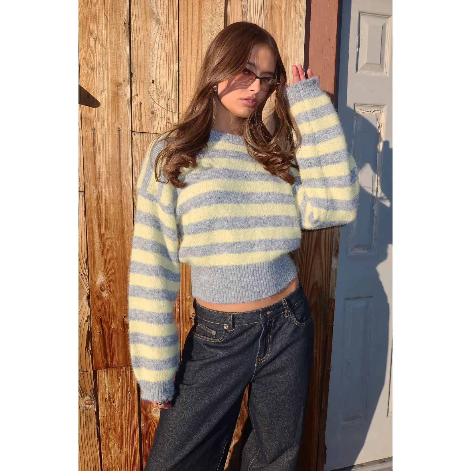 Penelope Fuzzy Striped Sweater