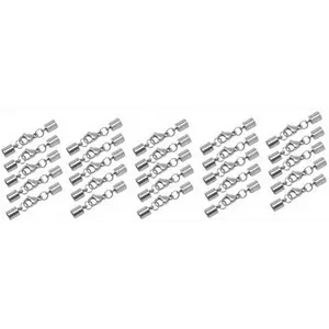 Cord End Cap for Jewelry Making, Kumihimo End Caps 25 Sets with Lobster Clasps from Stainless Steel; by Mandala Crafts