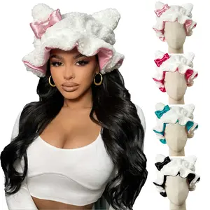 Luxury Kitty Teddy Satin-Lined Bonnet -No Frizz All Comfort Stylish Curl Protection for Daily Hair Care Durable & Adjustable Fit Lightweight Haircare hair bonnet