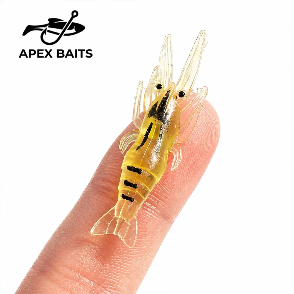 4cm Plastic Realistic Grass Shrimp Soft Lures with Hooks - 30-Pack Hassle-Free Versatile Freshwater Fishing Equipment for Crappie, Trout, Easy To Use