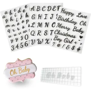 4PCS Reusable Alphabet Cake Stamps Tool – Food-Grade Letter Stamps with Upper/Lower Case Letters and Numbers for Fondant, Cookies, Biscuits – Perfect for Christmas Party Baking