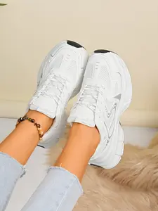 Women's Mesh Breathable Dad Shoes, Thick Sole Height Increasing Casual Sports Shoes, Spring Fall Versatile Student Running Shoes