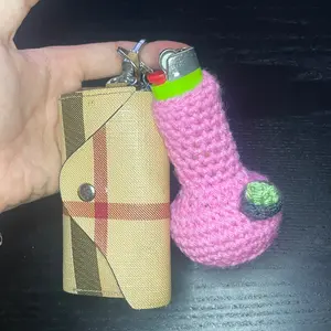 Bong lighter and chapstick holder keychain