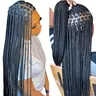 30 40 Inch Crochet Braided Wigs Synthetic Hair Full Lace Wig Premium Ultra Long Crochet Braided Wigs for Women Hand Made Braids Black Color Wig for Stylish Looks and Versatile Uses Average Cap Size (22-22.5 Inches) 480-520 Grams(1.06LB-1.15LB) , Female, B