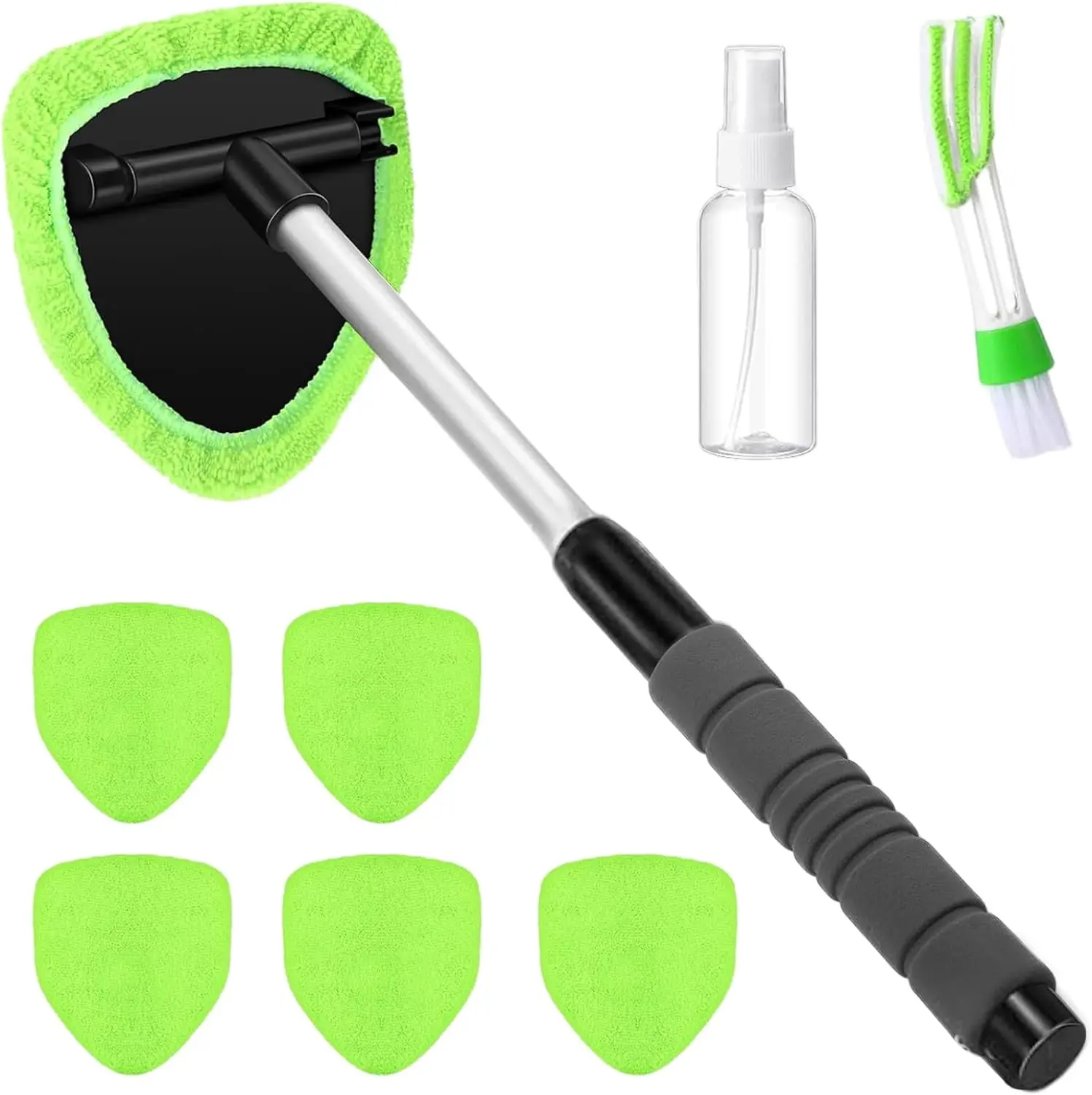 8 Pcs Car Windshield Inside Cleaning Tool, Handheld Window Wiper with Soft Cloth Sleeve for Car Windows, Glass Doors, Tables - Quick Drying, No Streaks Green, Cars Accessories, Car Detailing