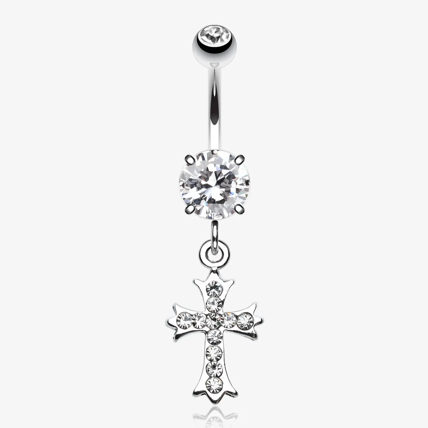 Cross Sparkle Dangle Belly Button Ring