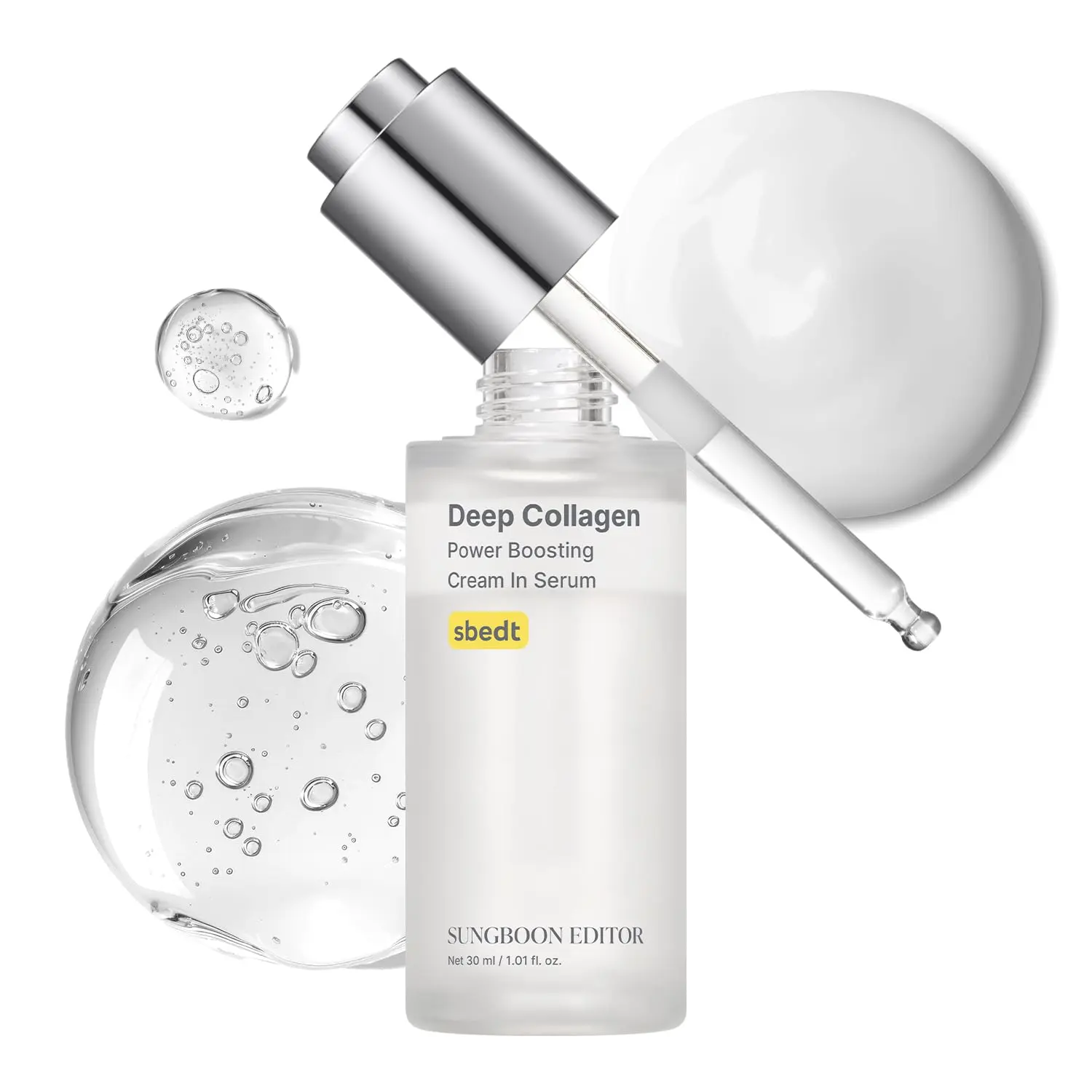 [SUNGBOON EDITOR]  Deep Collagen Power Boosting Cream In Serum 30ml - 5% Volufiline + 58% Low Molecular Collagen + 2% Niacinamide | Hydrating & Smoothing Face Serum